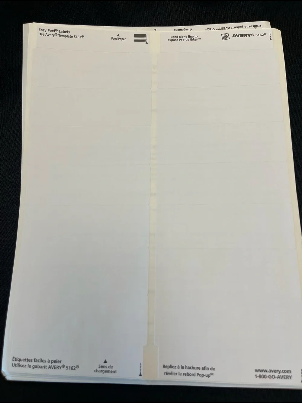 5162 Avery Easy Peel Address Label Sheets - 50 sheets/700 total labels New